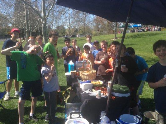 Boy Scouts enjoying A Tasty Freeze slushies