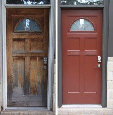 Painting and refinishing front doors for a brand new look!