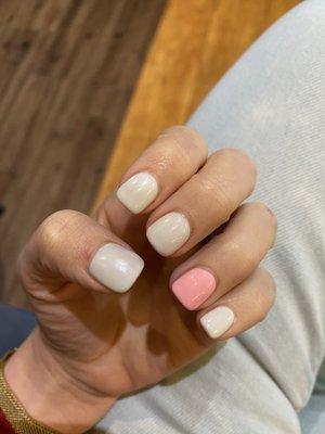 Gel manicure on top of full set acrylic