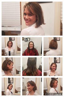 Haircut, partial highlights, style & makeup.