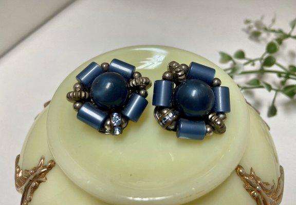 Blue Hollywood Glam Clip On Earrings $14