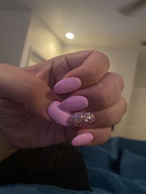 Gel polish, over round tips.