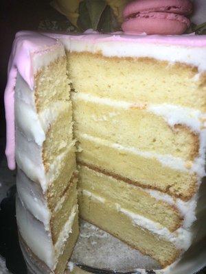 Orange cream cake inside layers