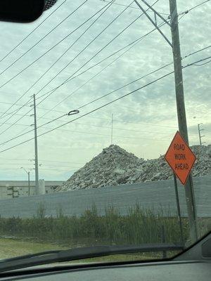 Big pile of concrete at Weintraub Recycling Corporation.