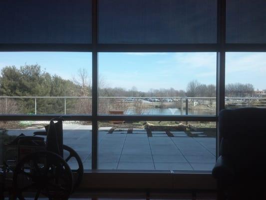 Nice big windows to look out over the pond while you get your treatment. They also have TVs and free wifi.