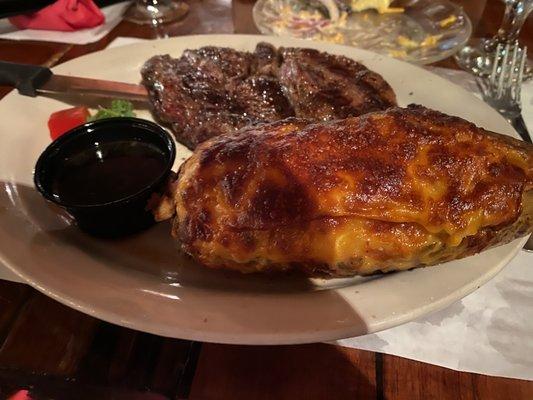 12oz ribeye and twice baked potato