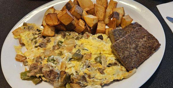 Sausage Omelet  Liver on the side!