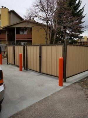 Newly installed double dumpster corral