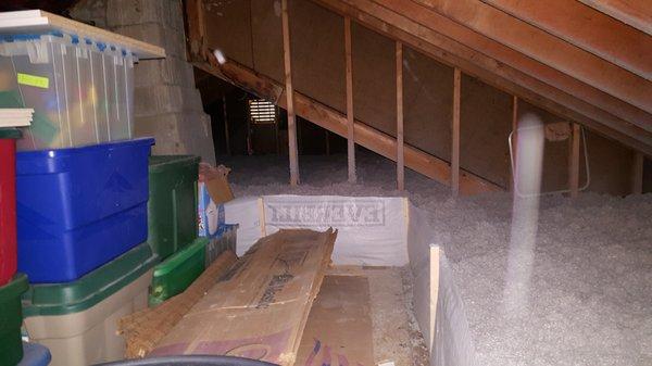 Open Blow and Dense pack Cellulose in attic Floor