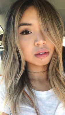 Blonde hair Asian hair Balayage Portland hair