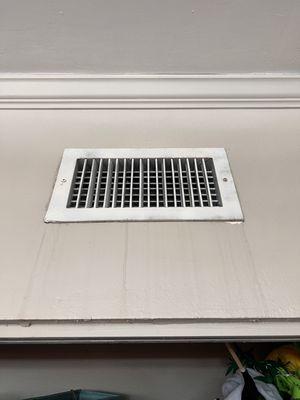 Behold a vent that constantly leaks and ruined my rug. This vent was just cleaned (not by the building a company that they hired)