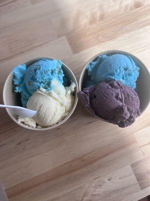 Cookie Monster / vanilla / back raspberry Oreo ice cream flavors