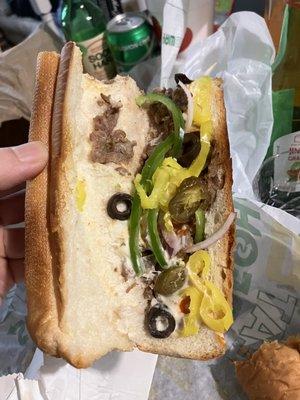 Steak and cheese  Extra veggies