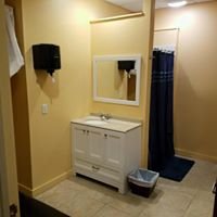 One of the two private shower rooms