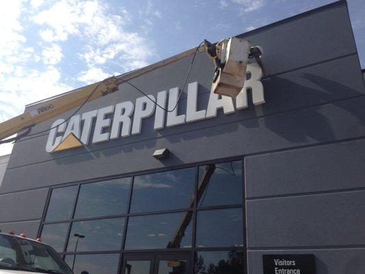 Caterpillar Channel Letter Installation