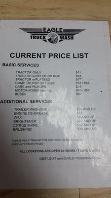 Here's the price list