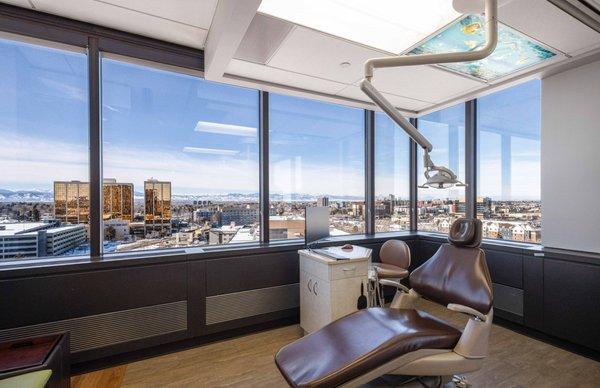 We house an incredible view of the Denver skyline and the Rocky Mountains. We invite you to come visit us and check it out for yourself!