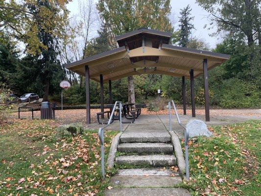 Covered picnic table area.