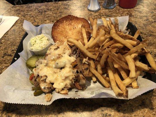 Crabby Cheesesteak Sandwich w/Fries #delicious