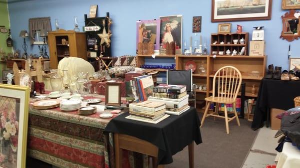 Aunt B's Collectibles, look for some great cobalt roly poly's and tumblers tucked on a back shelf