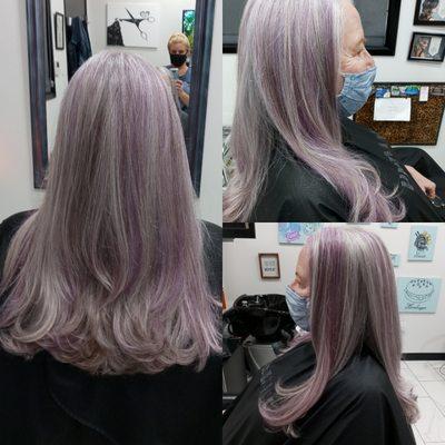 Lavender hair color and cut