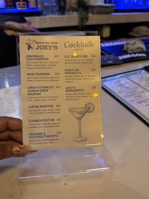 Cocktail menu