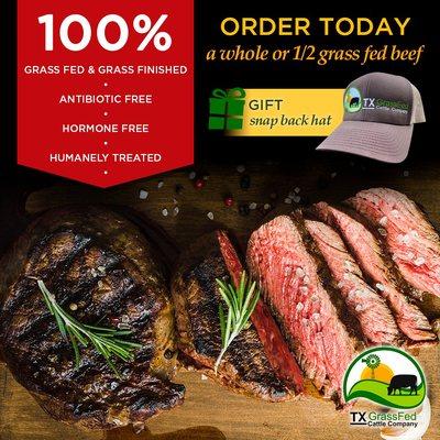 February 2021 Promo. Buy a 1/2 or whole beef from us this month and get a free gift company logo snapback hat thrown in with your order