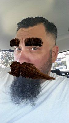 That ZERO Fade with the Hard Part is dialed in!! They even trimmmed my eyebrows and mustache, what do ya think!! Lol..