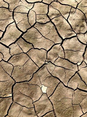 The land dries up and cracks in the late spring