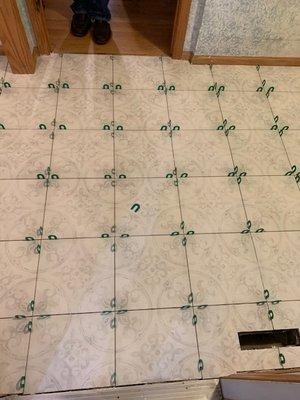 Laundry room tile install