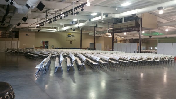 The auditorium being set up for Jerusalem Project