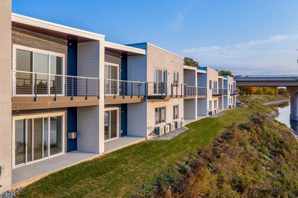 Wind Building Balconies facing the Fox River