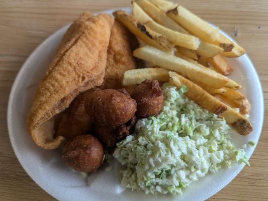 Needed some gas and was hungry so  stopped by this grill. Ordered a small fish plate for $10,99 Not bad for a gas station/ restaurant.