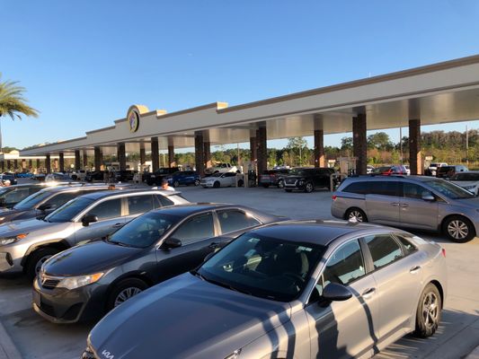 Gas pumps as far as the eye can see.