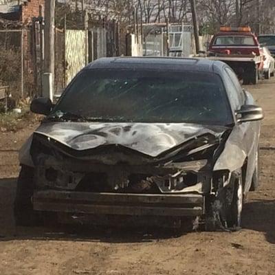 This junk car burned up.  Most junk car buyers won't buy junk cars that have been in a fire.  Indianapolis Junk Cars will...