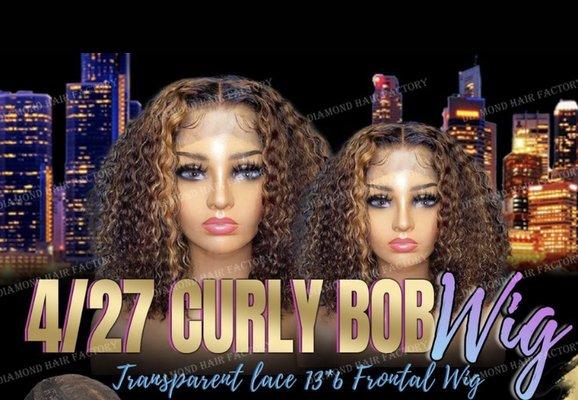 Highlighted Curly Frontal Wig. Easy installation.