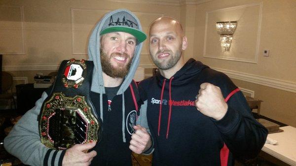 Strength and conditioning athlete Mike Jasper after winning his welterweight mma title