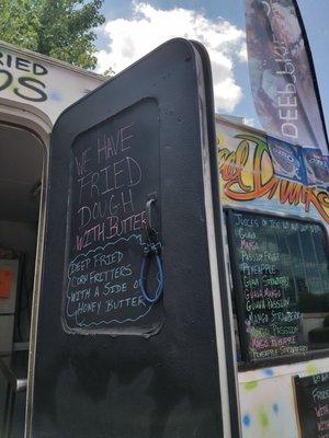 Deep fried dough and drinks