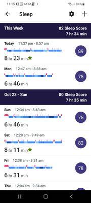 My fitbit sleep record