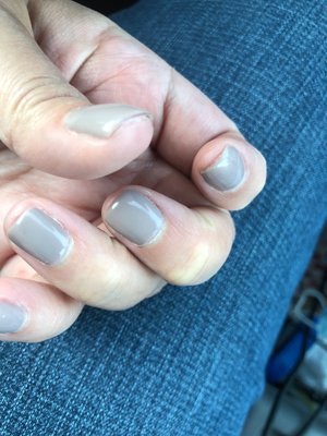 Immediately after getting a "manicure". It was only filed and polished