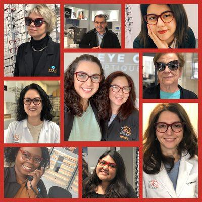 Eye Q team showing off our RED frames and loving all the fun colors this season! Come & discover your favorite colors with us!