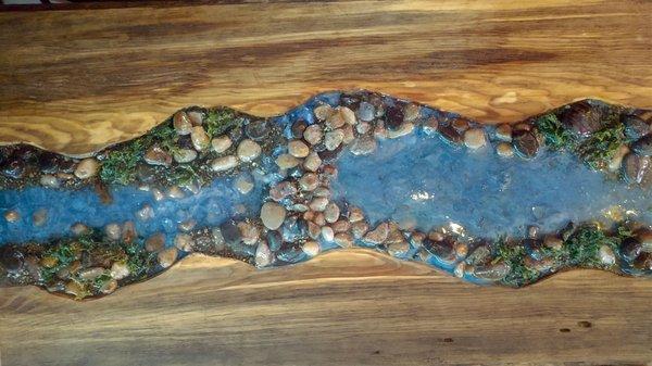 Resin river board. V fish trap that native Americans would have built in rivers and streams.