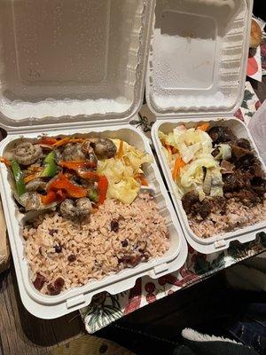 Jerk shrimp and oxtail