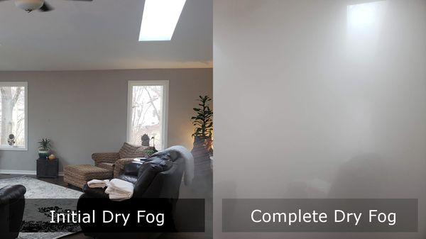 Our dry fog particles are smaller than most mold spores