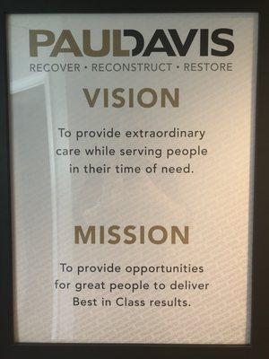 Paul Davis' Vision and Mission Statements