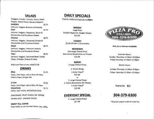 Local menu page 1.