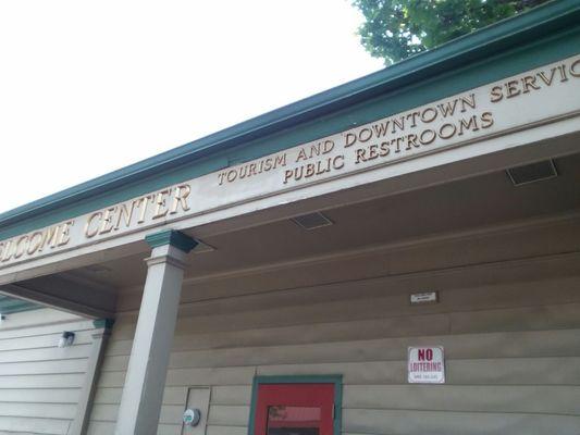 Clean restrooms open to the public, a welcome spot for a weary traveler.