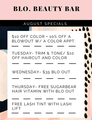 Come let us pamper you this August! Call today to get reserved