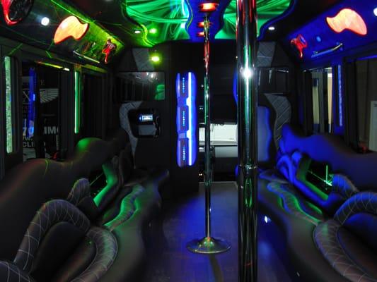 #92 brand new limo bus inside with 2 dance poles 26 passenger