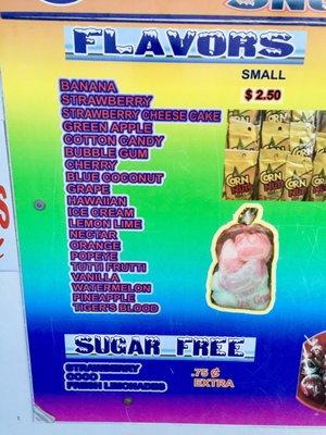 Sno-cone flavors....